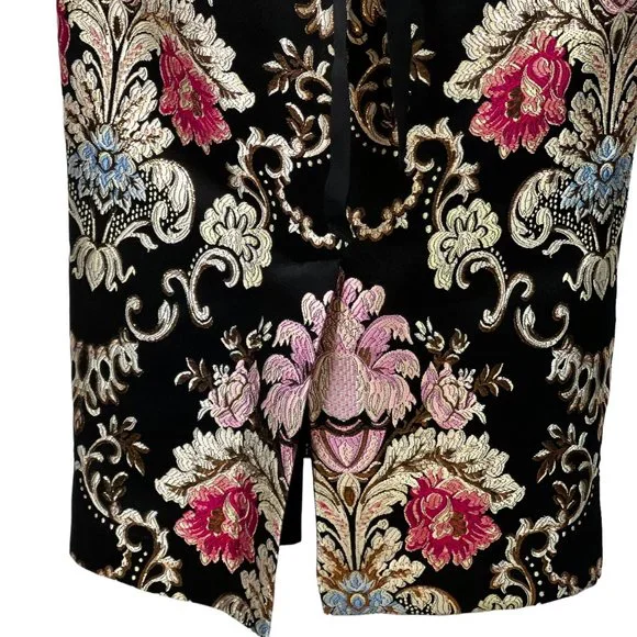 Nicole Miller Collection Black Gold Baroque Print Strapless Corset Dress - Picture 8 of 14